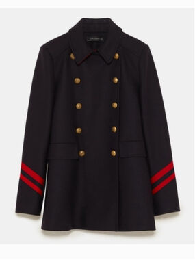 Zara Manteco Wool Military Coat Size XS